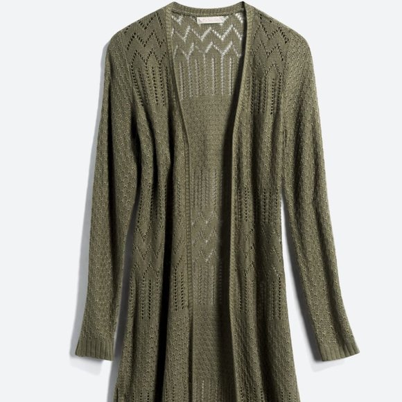 Love Ellie Sweaters - Long Olive Green Cardigan